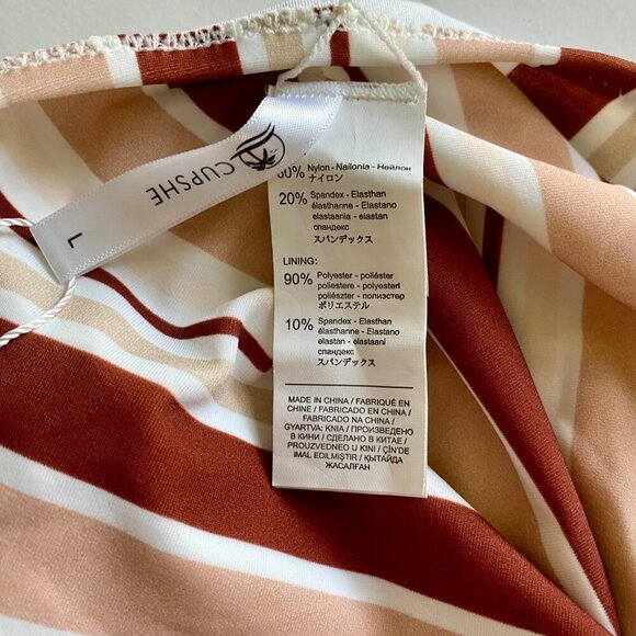 Cupshe One Piece Striped Cross Back Belted Swimsuit Women's Large NEW NWT - Picture 10 of 13